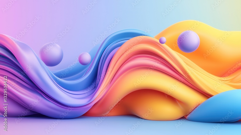 Aufkleber a vibrant and dynamic abstract 3d composition featuring fluid swirling motions and captivating spher