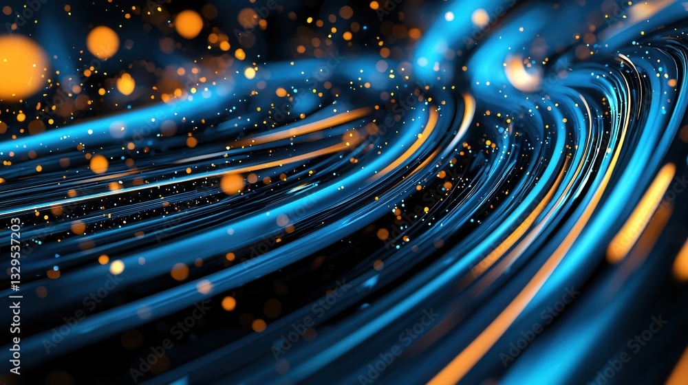 Poster a mesmerizing abstract composition of swirling luminescent particles creating the illusion of a dyna