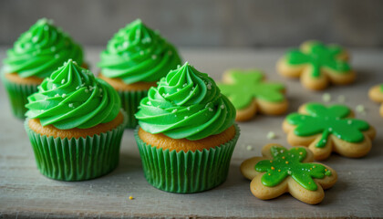 St. Patrick's Day Cupcakes and Cookies.