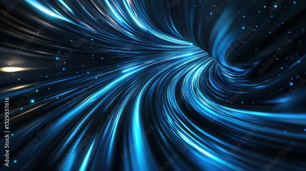 Poster surreal and captivating abstract image depicting a hyperspace tunnel filled with swirling particles 