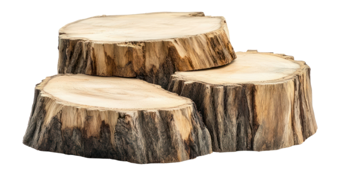 PNG Wooden tree stump podiums natural texture rustic.