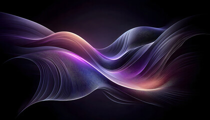 A vibrant abstract image of colorful waves in shades of purple and pink, flowing smoothly against a dark background, creating a dynamic and energetic feel.