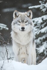 Obraz premium A photo of a lone wolf in a snowy wilderness