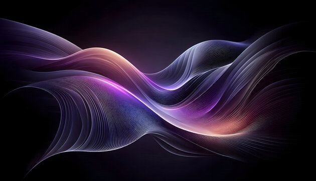A vibrant abstract image of colorful waves in shades of purple and pink, flowing smoothly against a dark background, creating a dynamic and energetic feel.
