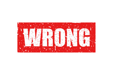 Wrong bright red stamp isolated on white background