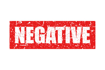 Negative bright red stamp isolated on white background