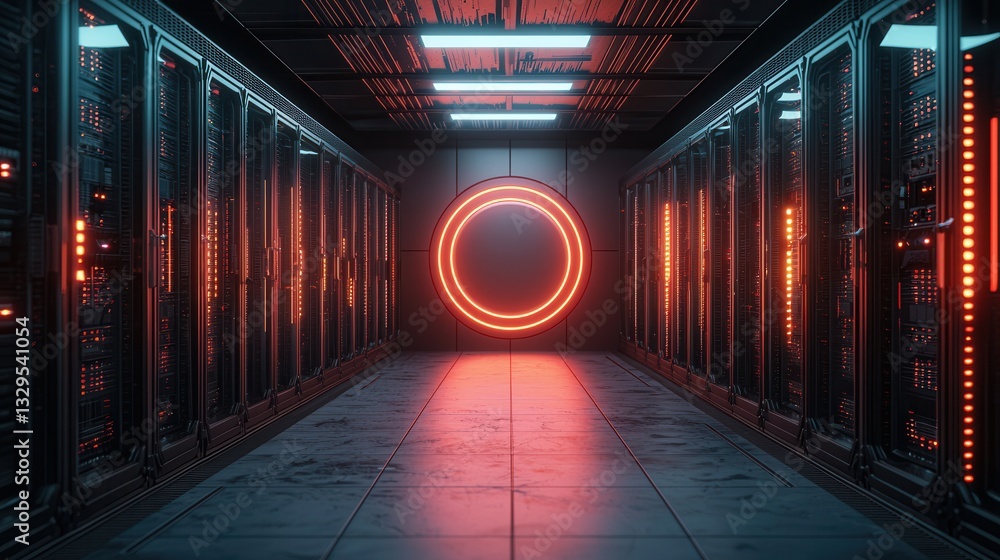 Aufkleber a visually striking and futuristic corridor filled with glowing neon lights creating an immersive an