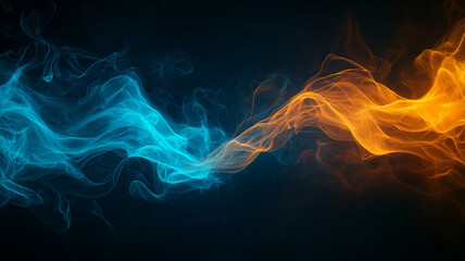 Fototapeta premium Abstract background with glowing blue and orange flames, creating dynamic and vibrant visual effect. interplay of colors evokes sense of energy and movement