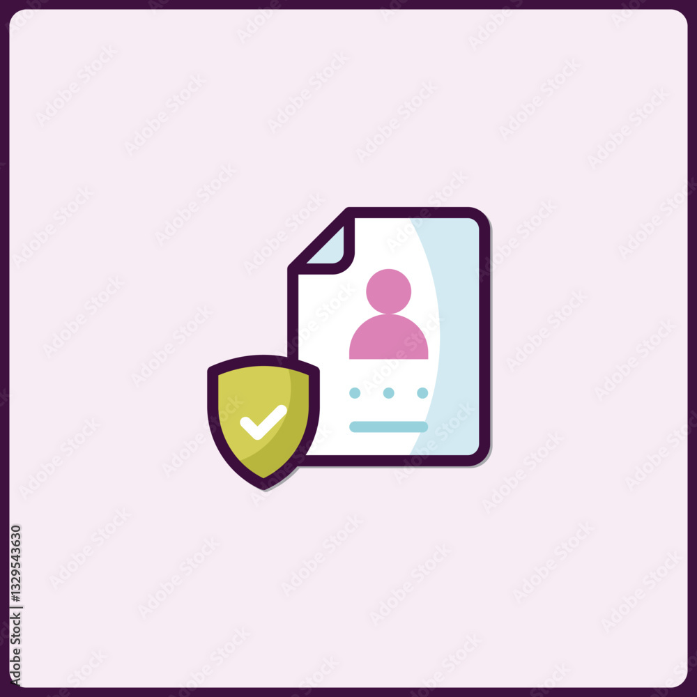 Aufkleber illustrated document with user icon and shield for data security assurance