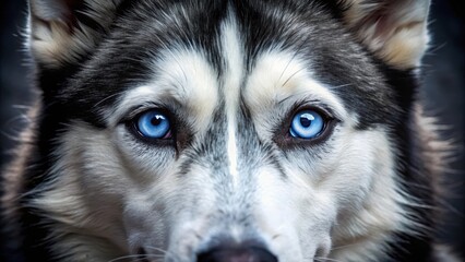 Obraz premium Detailed image of a close-up of a husky's piercing blue eyes with subtle eyelashes and a hint of fur around the iris , iris, nature