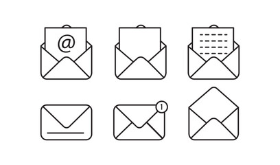 Set of mail envelope icon with checkmark and email sign   vector illustration. Send message sign. Received message. E-mail icon. Open envelope symbol. Post letter set.