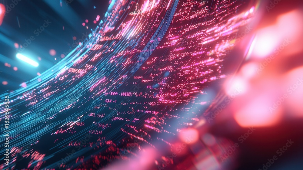 Poster a vibrant and futuristic abstract digital background featuring a captivating array of glowing neon l