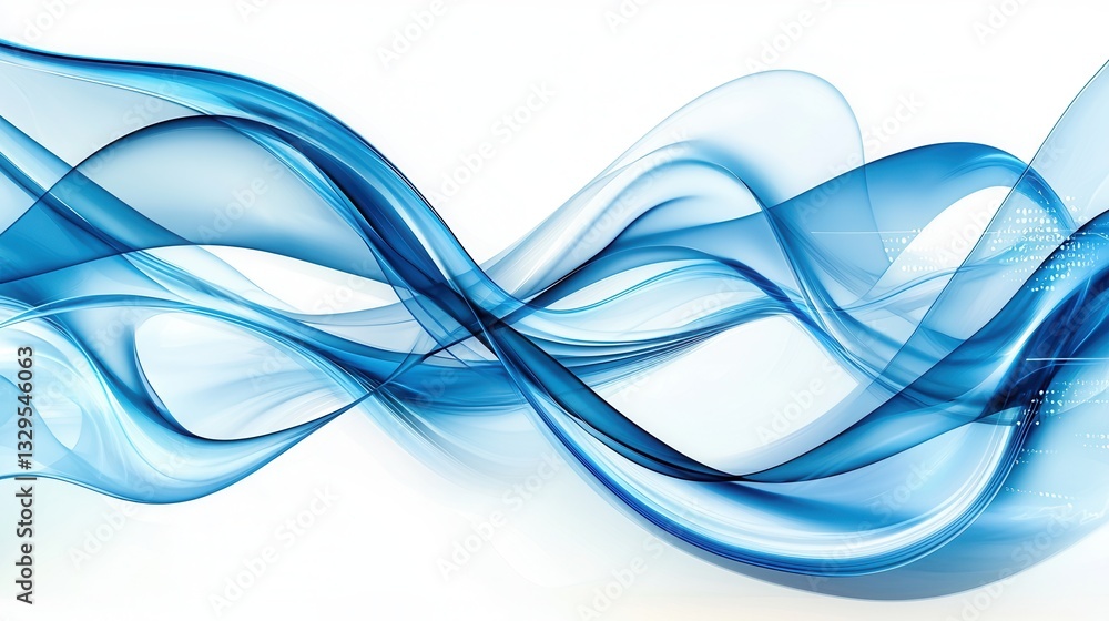 Poster elegant and dynamic abstract composition featuring a fluid glowing digital data flow with intricate 