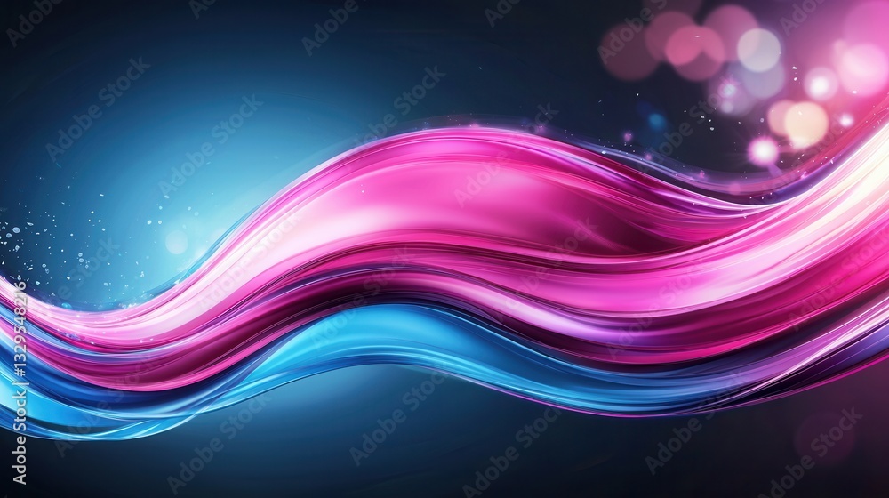 Poster a mesmerizing abstract background featuring dynamic flowing waves of vibrant pink and blue neon like