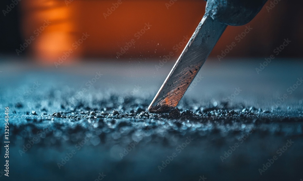 Poster chisel carving close-up