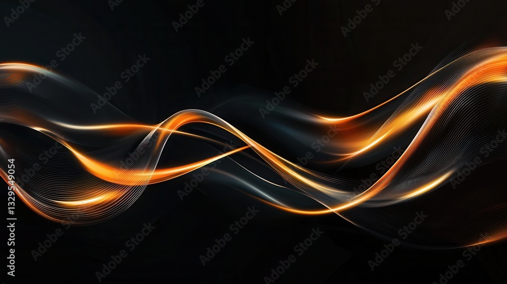 Poster mesmerizing abstract image featuring dynamic undulating waves of vibrant neon like energy against a 