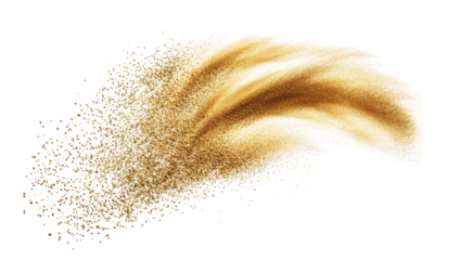 swirling cloud of golden powder suggesting movement and texture ideal for graphic design or artistic projects