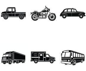 Vector Transport Silhouette Collection Emergency, Public, and Freight