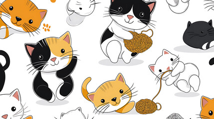 Playful Cartoon Cats Pattern