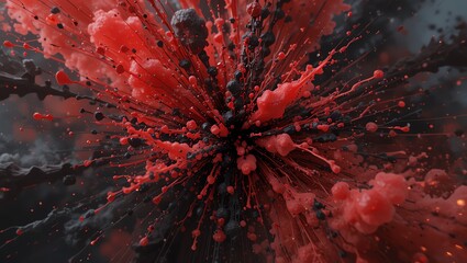 A vibrant explosion of red and black colors, creating an abstract background that inspires creativity and imagination.