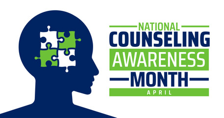 National Counseling Awareness Month background banner or poster design template. observed every year in  April. Holiday concept. Use to any Template, card, poster, placard, template.