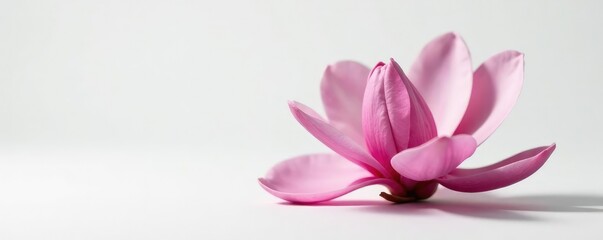 Obraz premium single magnolia blossom isolated on a white surface, nature, petals