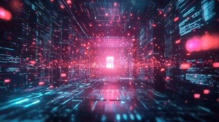 Quantum Core Glowing Under Floating Data Particles - High Fidelity V2 - 6x