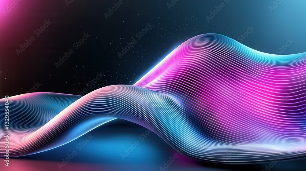 Poster captivating abstract background featuring dynamic undulating waves of vibrant neon pink and blue hue