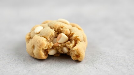  White Chocolate and Macadamia Nut Cookie on a Simple Neutral Surface