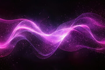 Fototapeta premium Abstract cosmic wave, purple and pink energy flow in dark space, glittering particles.