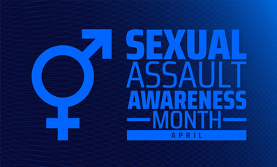 Sexual assault awareness month blue color technology concept background banner or poster design template. observed every year in April. Holiday concept. Use to any Template, card, poster, placard.