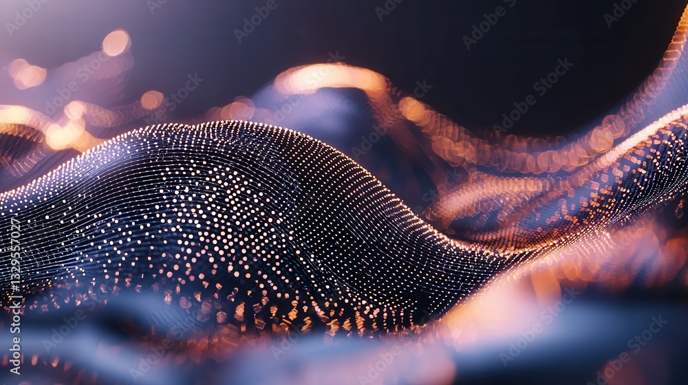 Poster ethereal and captivating abstract composition featuring dynamic neon like wave patterns and luminous