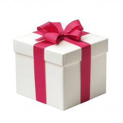 Gift box with a pink ribbon, isolated on a white background.