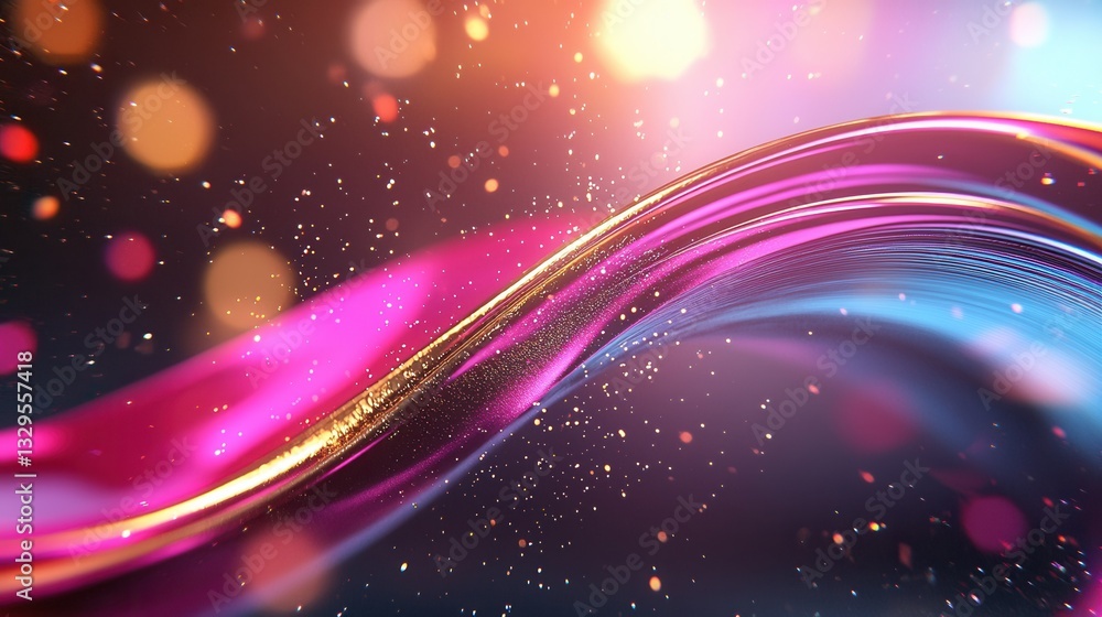 Poster mesmerizing abstract composition of dynamic glowing neon wave lines in a captivating blend of vivid 