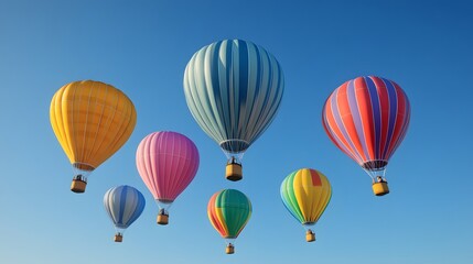 Obraz premium Creative 3D composition of colorful balloons floating in the air, perfect for festive and celebration themes