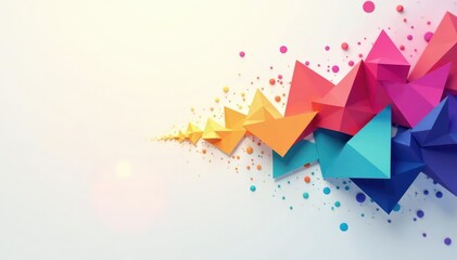 Abstract geometric shapes, vibrant rainbow hues on white, shape, white, pattern