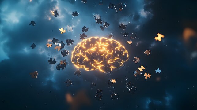 Creative 3D depiction of puzzle pieces floating mid-air, symbolizing problem-solving and innovation - Powered by Adobe