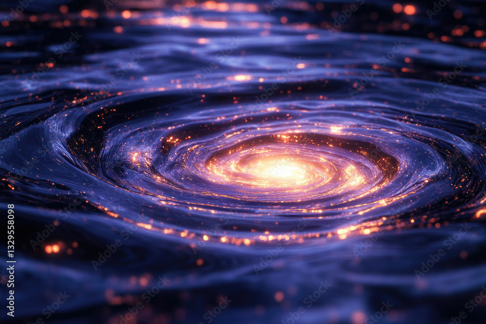 Poster a mesmerizing cosmic swirl, glowing with vibrant energy and celestial dust, creating a breathtaking 