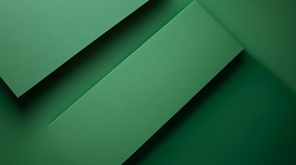 Overlapping green rectangular shapes with contrasting shadows and lighting effects