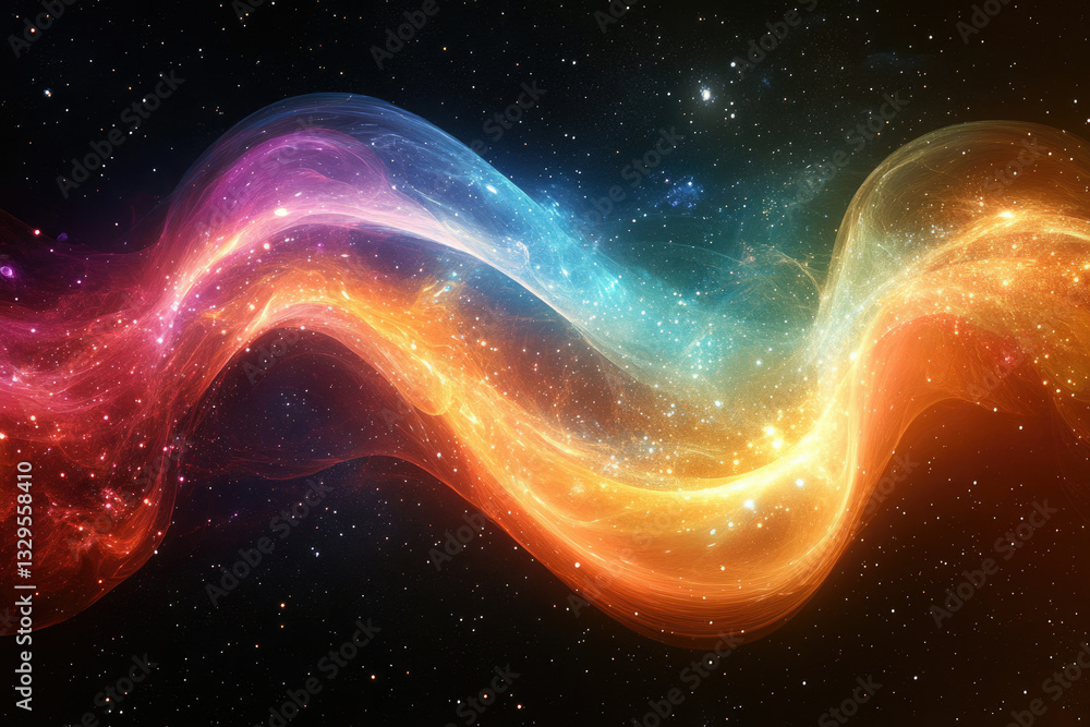 Aufkleber a vibrant cosmic wave of light and energy flows through a starlit expanse, creating a stunning celes