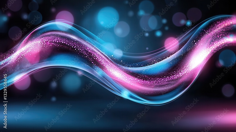 Poster mesmerizing abstract composition of dynamic luminous waves and swirling neon data lines against a da