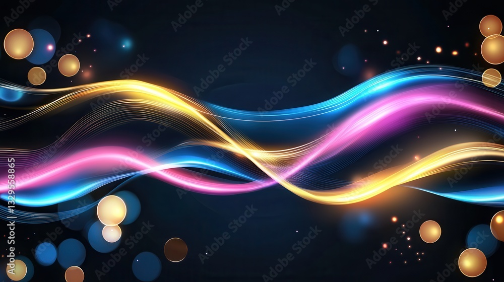 Poster captivating abstract design featuring dynamic colorful neon like waves of light and energy creating 
