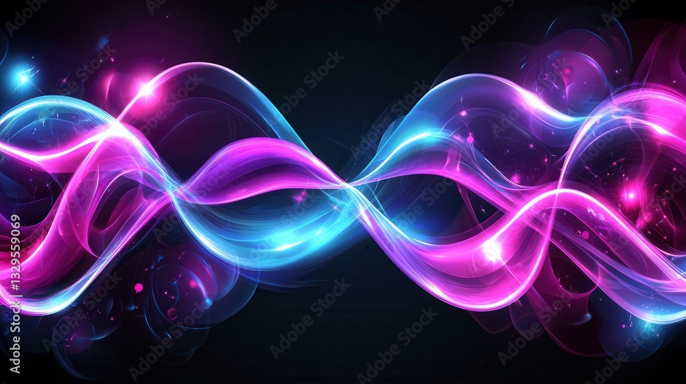 Poster vibrant undulating waves of neon like energy creating a dynamic futuristic and captivating abstract 
