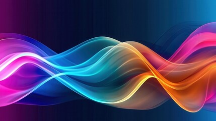 Naklejka premium Captivating abstract composition featuring dynamic glowing neon inspired waves of color that create a visually stunning futuristic and ethereal atmosphere