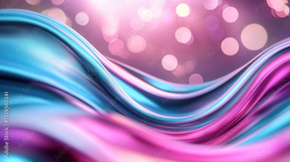 Poster captivating abstract composition featuring dynamic undulating neon wave lines in a vivid gradient of