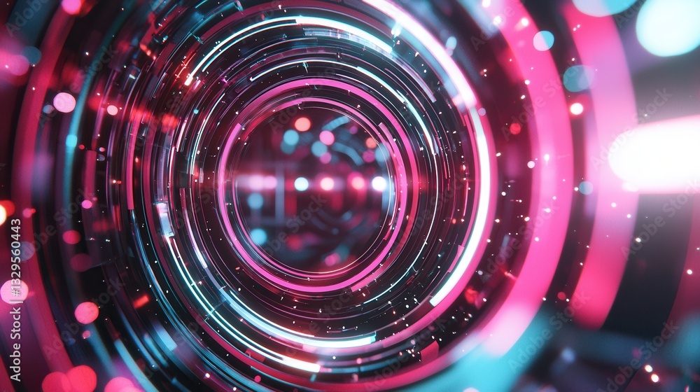 Poster captivating abstract composition of dynamic neon wave like lines in shimmering shades of pink and bl