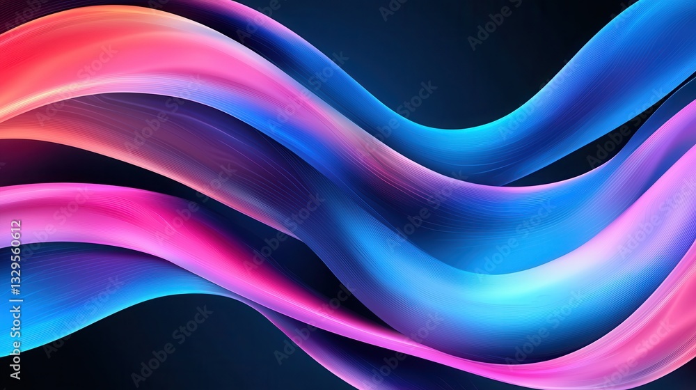 Poster mesmerizing abstract composition featuring dynamic flowing neon wave patterns in shades of pink and 