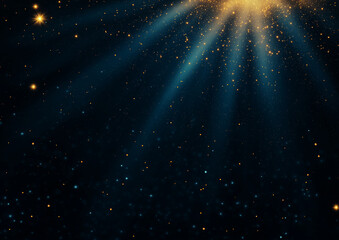 Fototapeta premium mesmerizing display of star trails and glowing light beams against dark background, creating celestial atmosphere filled with shimmering particles