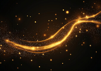 mesmerizing golden wave of sparkles and stars against dark background, creating magical and enchanting atmosphere