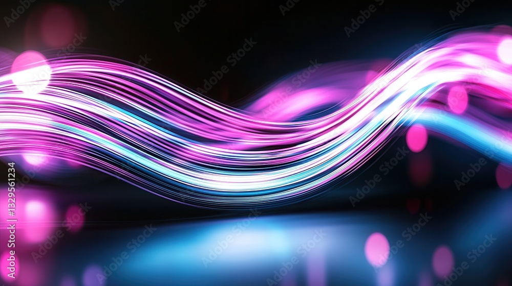 Poster captivating abstract composition of swirling luminous neon waves and lines in dynamic flowing motion